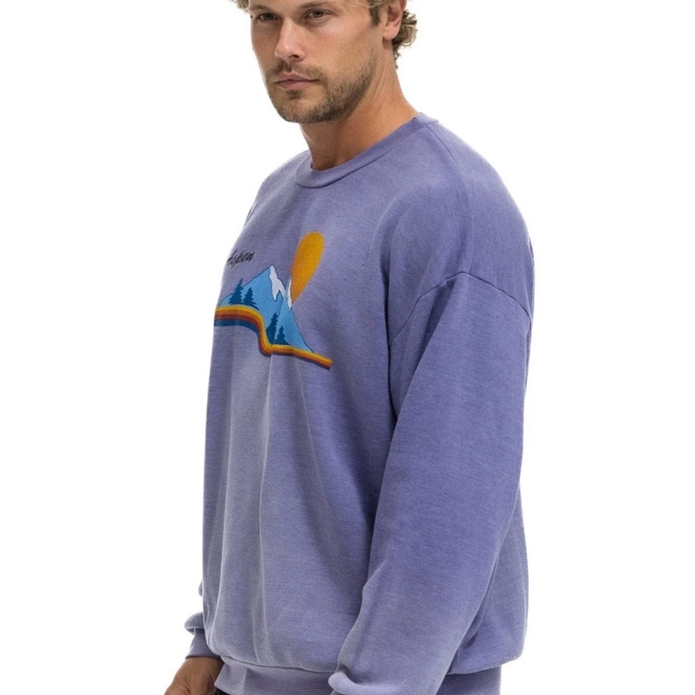 Aviator Nation ASPEN MOUNTAIN RELAXED CREW SWEATSHIRT - FADED GRAPE - Picture 3 of 9